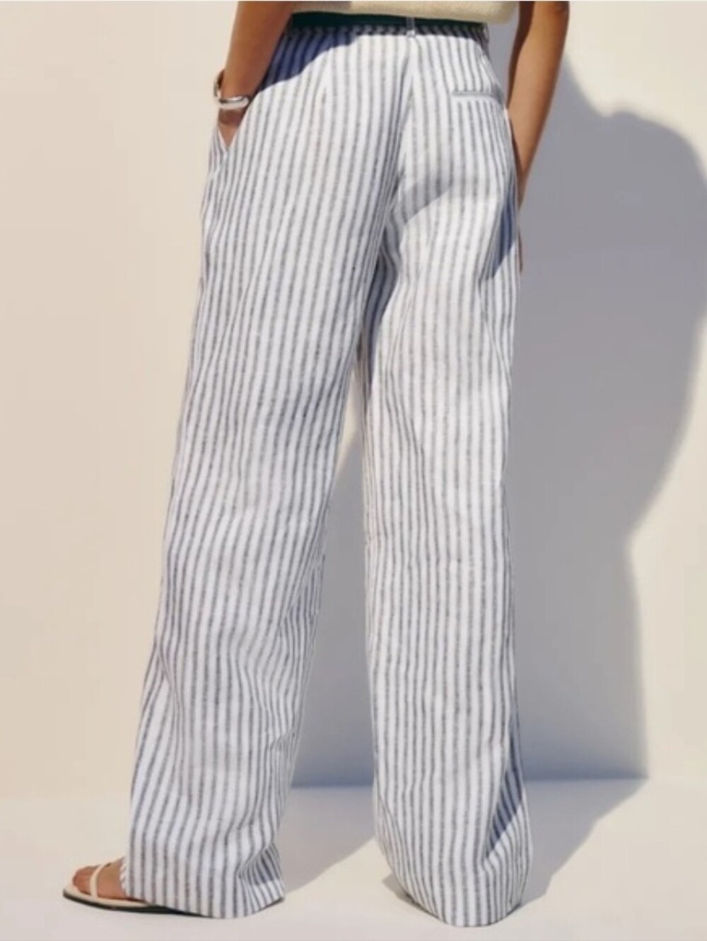 Reformation | Carter Linen Mid Rise Wide Leg Striped Trouser Pants, Sz 8, EUC! - Picture 8 of 15